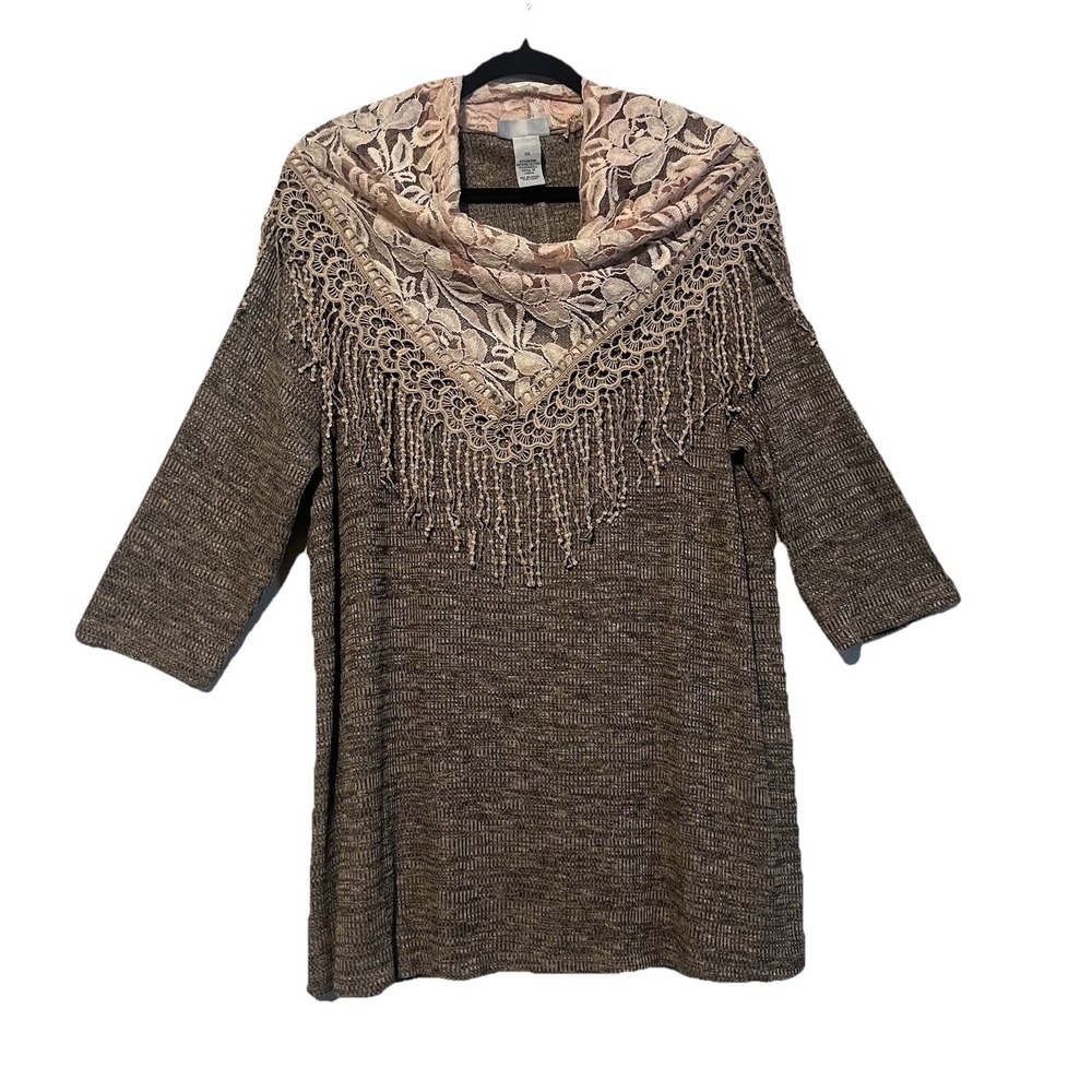 Catherine‎ Women's 3/4 Sleeve Removable Scarf Blouse Size 0X/ 14-16